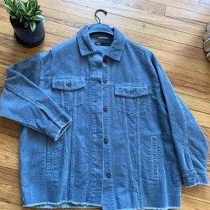 Zara Corduroy Denim-Style Jacket, SZM, Powder Blu